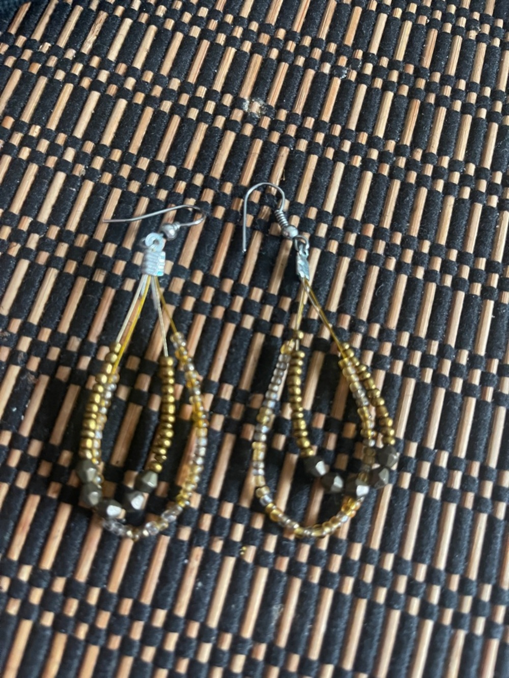 Gold Beaded Teardrop Dangle Earrings - Women